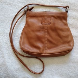 Fossil Leather Crossbody Bag Tan w Zipper Pockets
